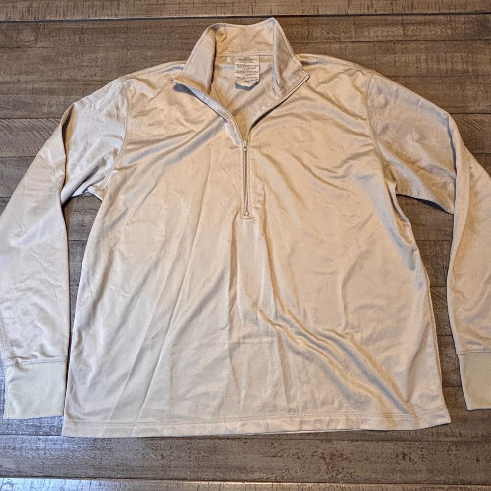Military Acclimate Dry Long Sleeve 1/4 Zip Shirt Size XLarge Beige